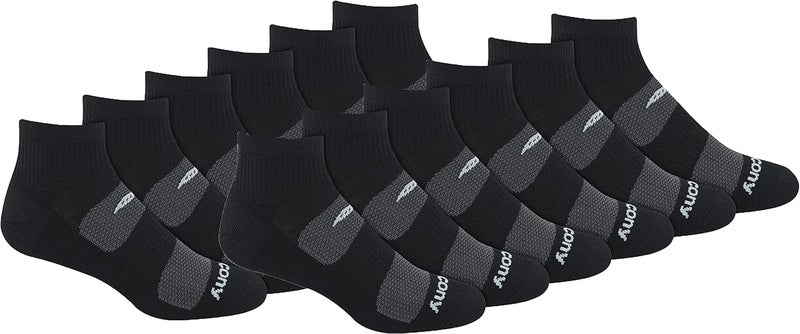 saucony جوارب ربع للرجال بتقنية RunDry مع تهوية وراحة (6، 12 زوج)  - Image 1