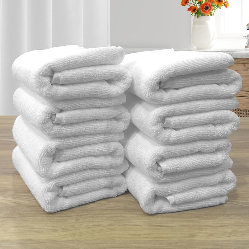 LABHAM منشفة يد فندقية فاخرة 700GSM، قطن نقي، فائقة النعومة، مضادة للميكروبات (40 سم × 60 سم)، عبوة من 8 - بيضاء - Image 3