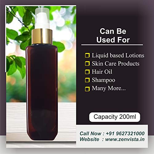 MARKSCLEAR Zenvista Empty Pump Lotion/Dispenser Pump Bottle Cosmetic Container for Shampoo Bottle, Hair Oil Bottle, Sanitizer Spray Bottle, Sprayer, Amber Bottle-200ml (Pack Of 3) - Image 4