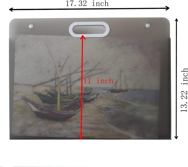 Sohynca Plastic Art Portfolio, Large Art Portfolio with Handles,Waterproof Portfolio Folder for Artwork, Arts Storage Case for Drawing Sketch Photography Poster (Black 17.32 x 13.22 inch) - Image 2