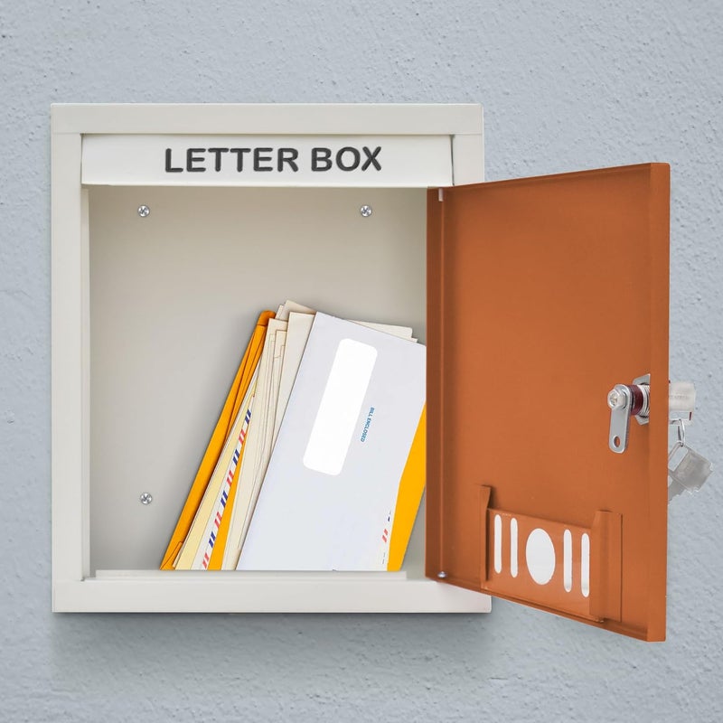 PLANET Letter Box/Wall Mount Mailbox/Post Box/Letter Box for Home gate/A4 Size Complaint Box/Suggestion Box/Donation Box with Key Lock (Orange & Ivory) - Image 4