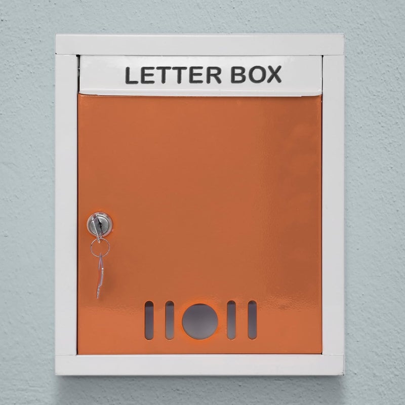 PLANET Letter Box/Wall Mount Mailbox/Post Box/Letter Box for Home gate/A4 Size Complaint Box/Suggestion Box/Donation Box with Key Lock (Orange & Ivory) - Image 5