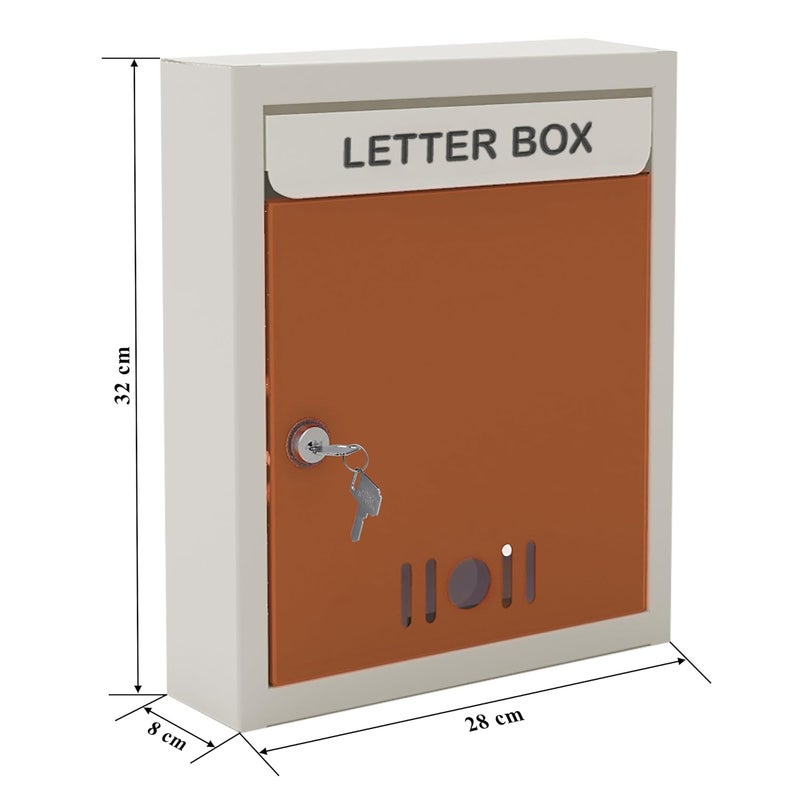 PLANET Letter Box/Wall Mount Mailbox/Post Box/Letter Box for Home gate/A4 Size Complaint Box/Suggestion Box/Donation Box with Key Lock (Orange & Ivory) - Image 3