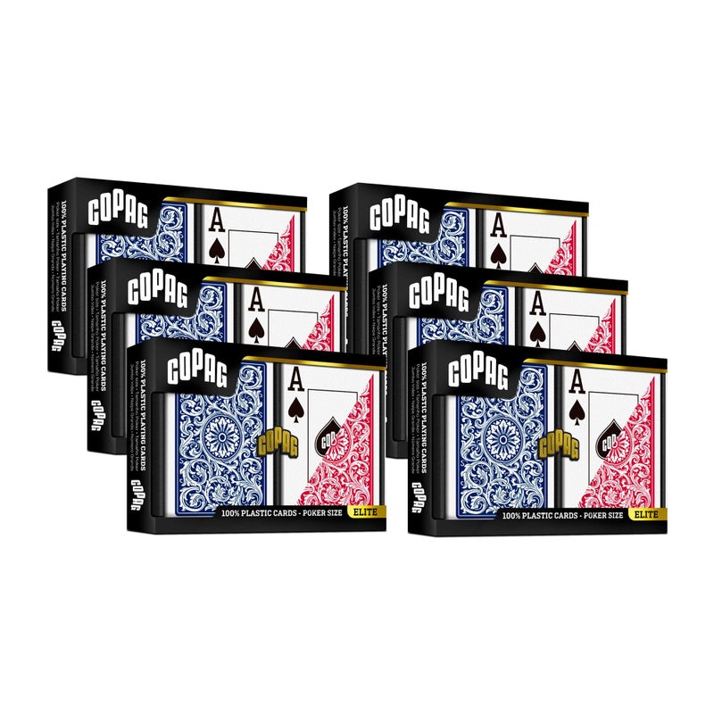 Copag 1546 Design 100 Plastic Playing Cards Poker Size Standard RedBlue Jumbo Index 6 Sets - Image 2