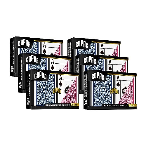 Copag 1546 Design 100 Plastic Playing Cards Poker Size Standard RedBlue Jumbo Index 6 Sets - Image 1