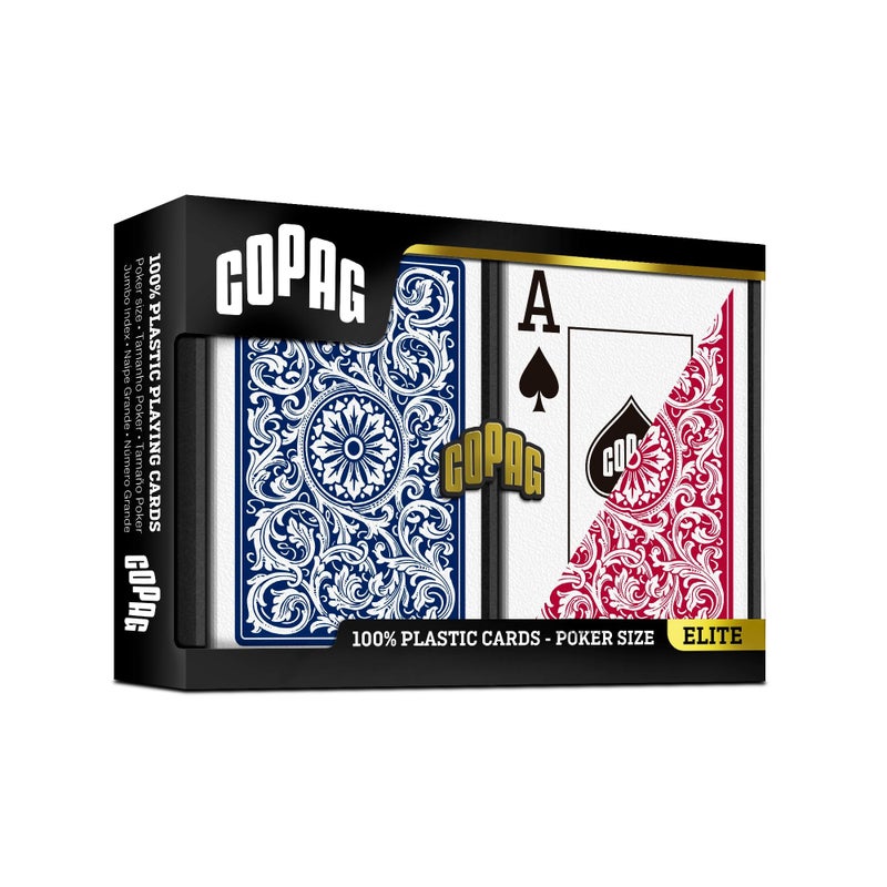 Copag 1546 Design 100 Plastic Playing Cards Poker Size Standard RedBlue Jumbo Index 6 Sets - Image 3