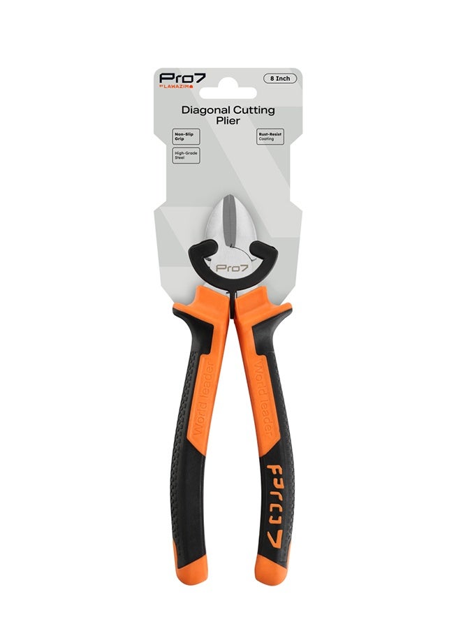 LAWAZIM Pro7 Cutter Plier - 8inch - Black and Orange - Diagonal Side Cutting Pliers with Rubber Handle, Sharp Edges & Ergonomic Grip for Electrical Work, Automotive Repair, & Household Maintenance - Image 5