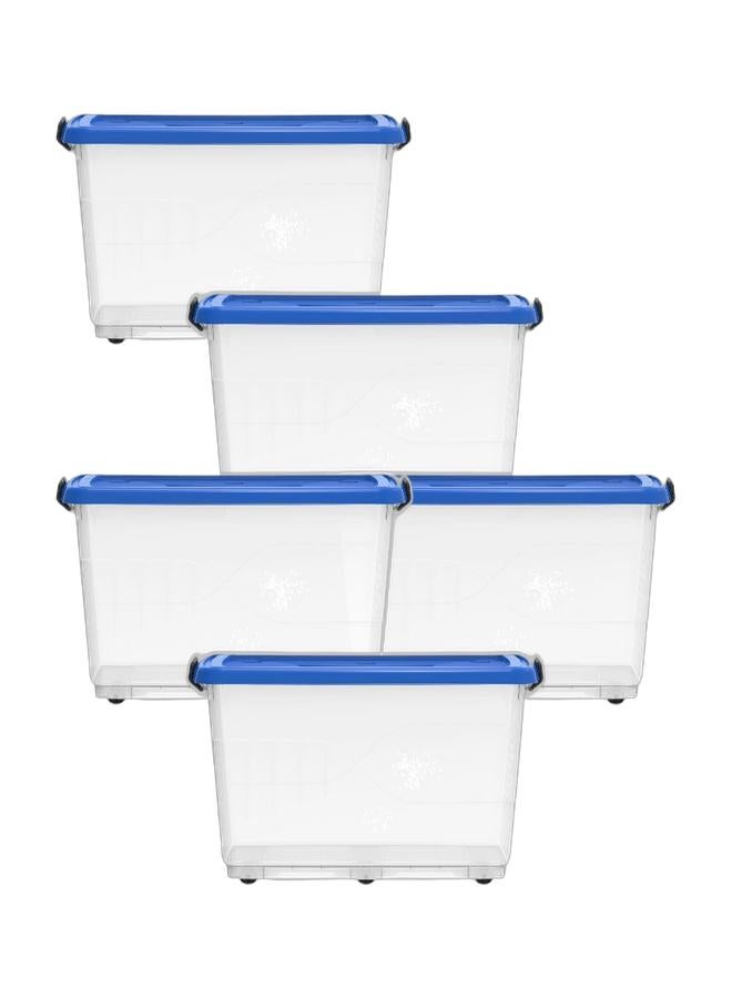 Cosmoplast 132L Clear Plastic Storage Box With Wheels & Lockable Lid (Pack Of 5) - Image 1