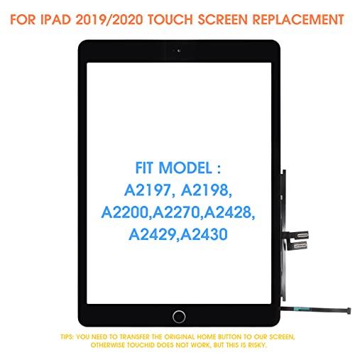 ARSSLY شاشة تعمل باللمس لجهاز آيباد 7 الجيل السابع 8 الجيل الثامن 2019 2020 بديل الشاشة، آيباد 10.2" A2197 A2198 A2200 A2270 A2428 A2429 A2430 ديجيتزر مع زر الصفحة الرئيسية وأدوات الإصلاح (ليس LCD) - Image 2