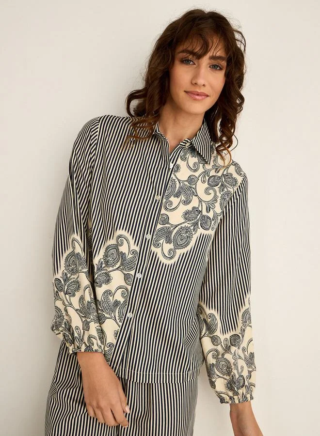 سبلاش فيڤ طقم بيجامة قميص بأزرار وسروال من الفيسكوز