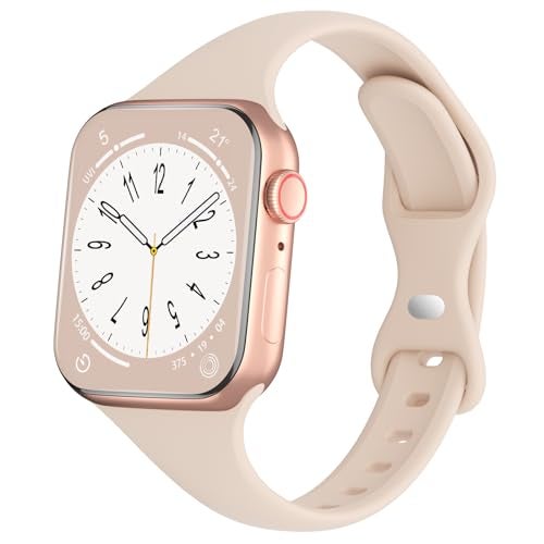 DYKEISS Sport Slim Silicone Band Compatible for Apple Watch Band 38mm 42mm 40mm 44mm 41mm 45mm 49mm, Thin Soft Narrow Replacement Strap Wristband for iWatch Ultra Series 8/7/SE/6/5/4/3/2/1 Women Men - Image 1