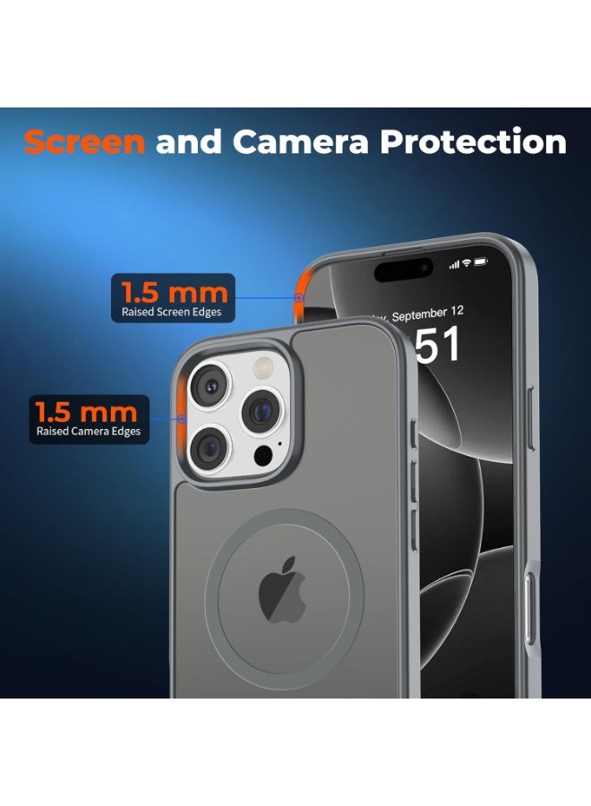 أكاليكس جراب مغناطيسي لهاتف آيفون 16 برو [مقاوم للصدمات ونحيف]، غطاء خلفي صلب غير لامع مع حماية عالية الجودة |رمادي - Image 2