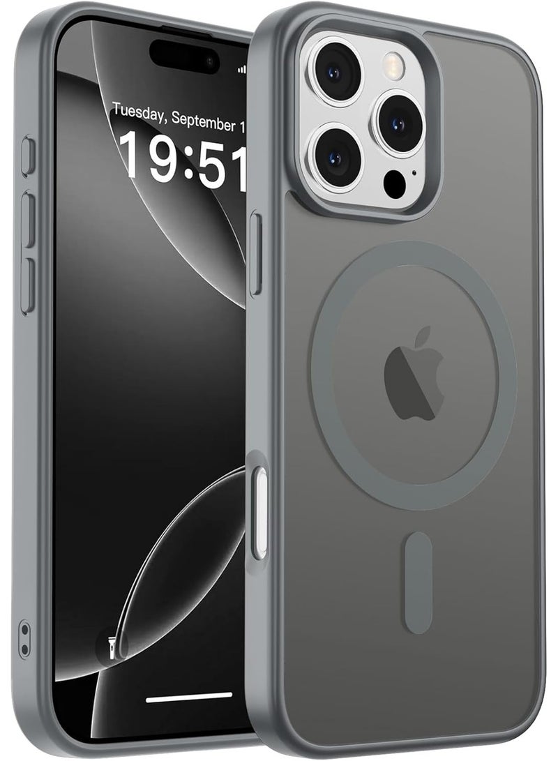 أكاليكس جراب مغناطيسي لهاتف آيفون 16 برو [مقاوم للصدمات ونحيف]، غطاء خلفي صلب غير لامع مع حماية عالية الجودة |رمادي - Image 1