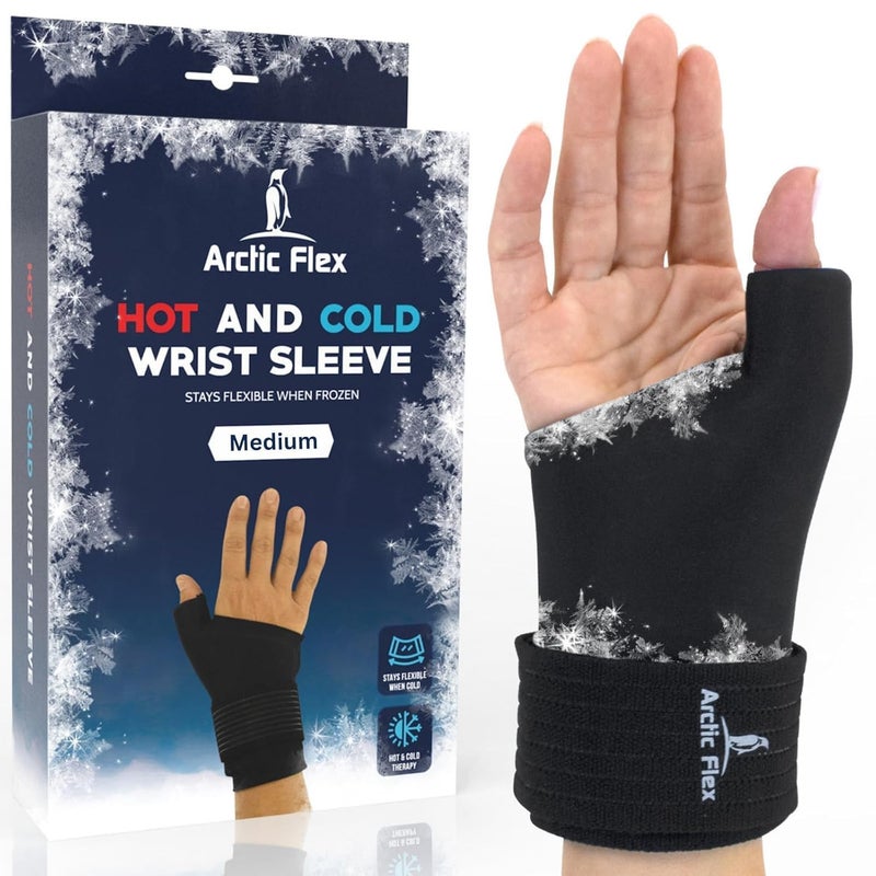 Arctic Flex Wrist Ice Pack Wrap  Extra Strength Hot  Cold Therapy  Reusable Hand  Thumb Freeze Sleeve  FSAHSA Approved for Arthritis Carpal Tunnel Surgery  Pain Relief Fits Left  Right - Image 1
