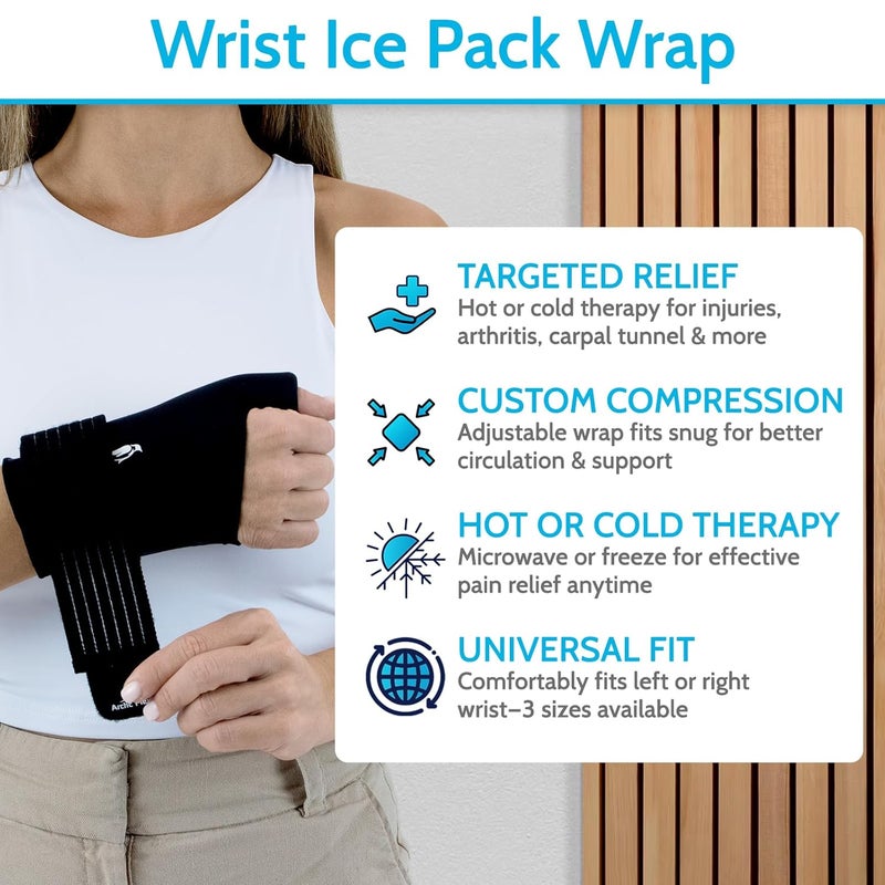 Arctic Flex Wrist Ice Pack Wrap  Extra Strength Hot  Cold Therapy  Reusable Hand  Thumb Freeze Sleeve  FSAHSA Approved for Arthritis Carpal Tunnel Surgery  Pain Relief Fits Left  Right - Image 2