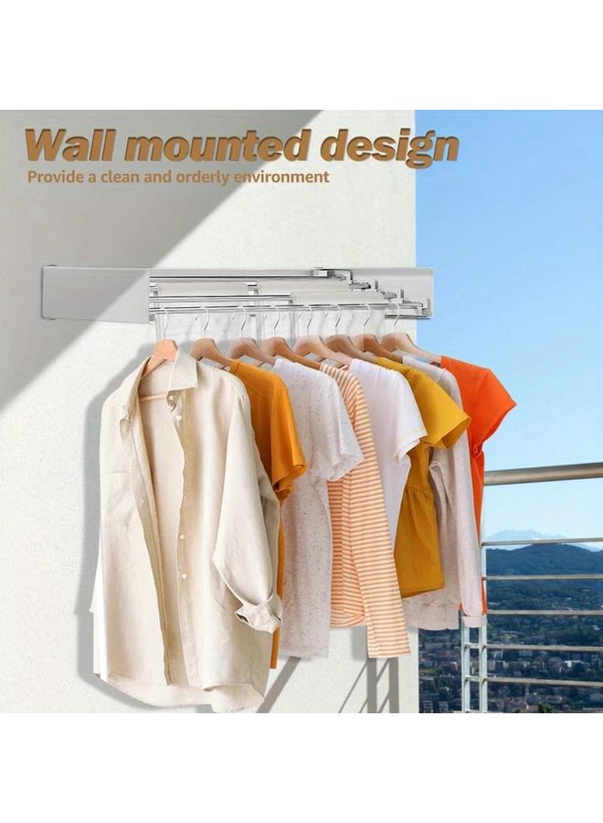 رفرف تجفيف ملابس أبيض مثبت على الحائط وقابل للطي موفر للمساحة مع حامل الغسيل الداخلي وحامل المناشف - Image 3