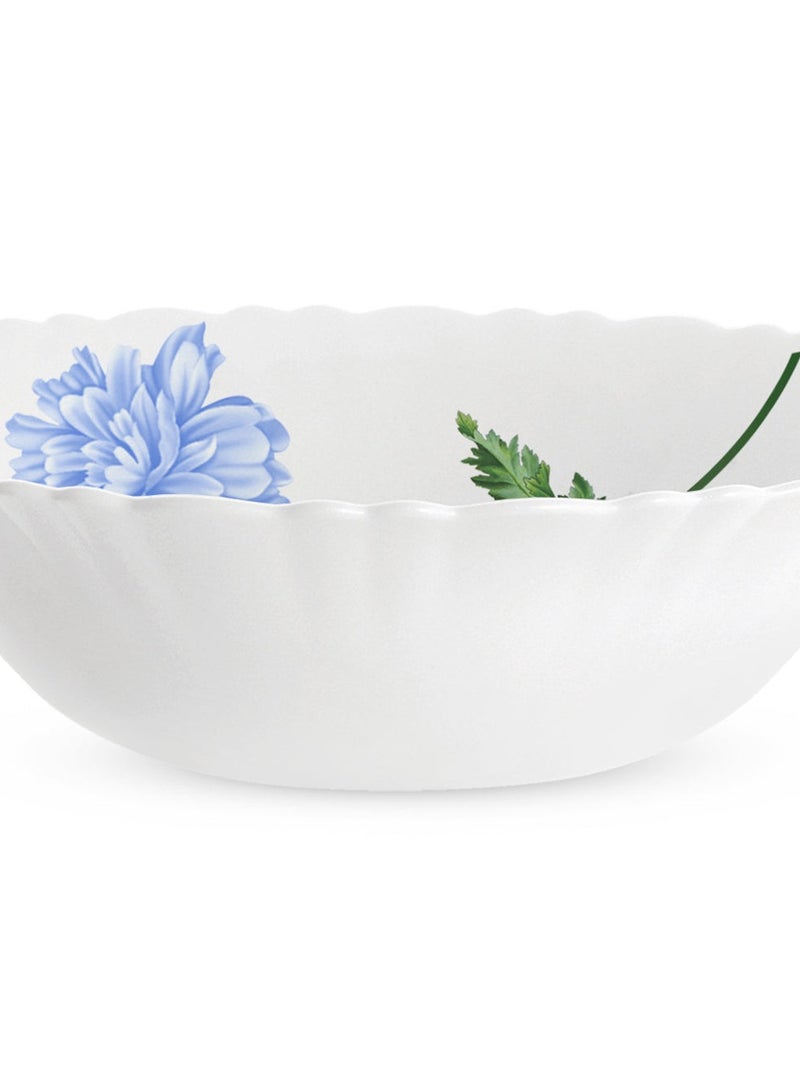 بريتيش شيف طقم عشاء أوبال وير مكون من 10 قطع | آمن للاستخدام في الميكروويف وغسالة الأطباق | طقم عشاء بلو ميست مكون من 4 قطع من أطباق العشاء، وطبق جانبي مكون من قطعتين، ووعاء حساء مكون من قطعتين، وملعقتين - أبيض - Image 3