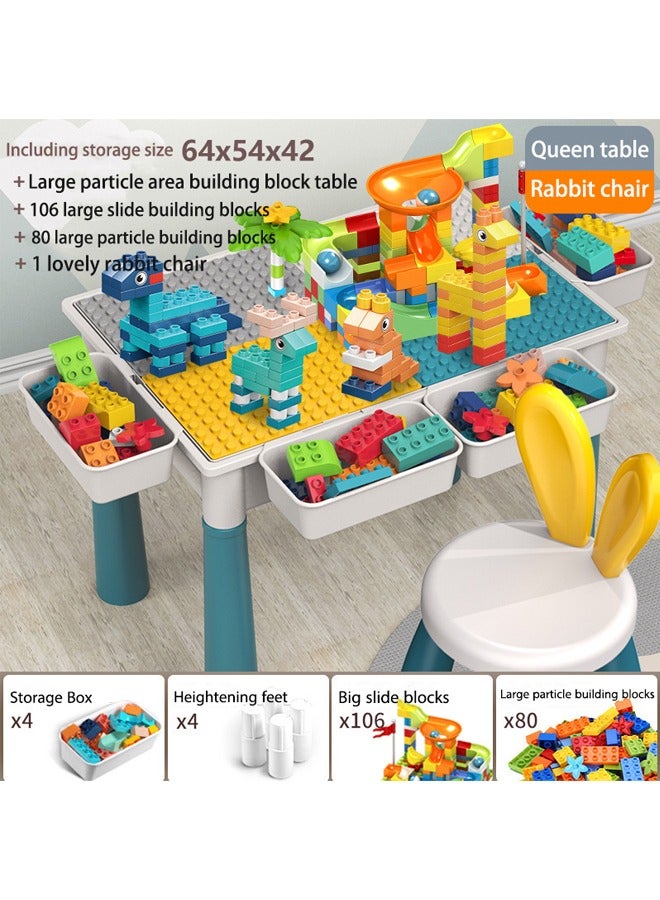 Toddlers Activity Table Kids Activity Table and Chair Set With 190 Pcs Large Building Blocks Sand Water Table Kids Learning Play Table Toys for Girls Boys Toddler  - Image 2