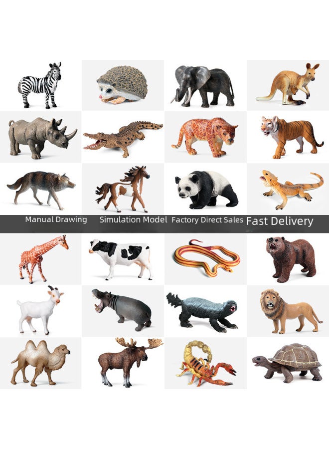 Simulation Animal Model Giraffe Elephant Rhino Brown Bear Tiger Lion Leopard Hippo Solid Cognitive Toy Ornaments-Color:JZ (new) Elephant - Image 2