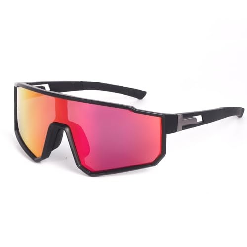Dervin One Piece Shield Sports Oversized Visor Polarized Sunglasses for Men Women, Outdoor Cycling Hiking Fishing Sunglasses (Mirror Red) - Image 1