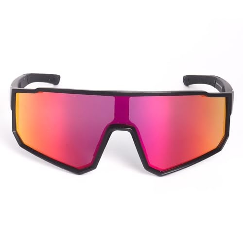 Dervin One Piece Shield Sports Oversized Visor Polarized Sunglasses for Men Women, Outdoor Cycling Hiking Fishing Sunglasses (Mirror Red) - Image 2