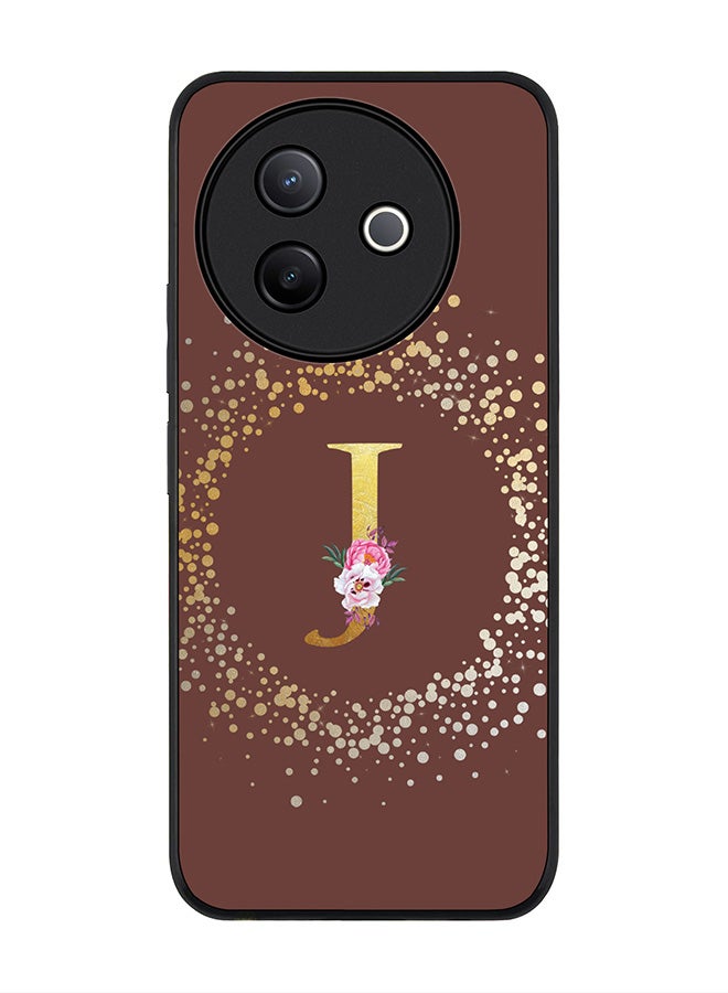 Stylizedd For Vivo Y39 5G / vivo Y300i 5G Case,Slim fit Camera Protection, Shockproof Thin Phone cover  - Custom Monogram Floral - J  (Brown ) - Image 1