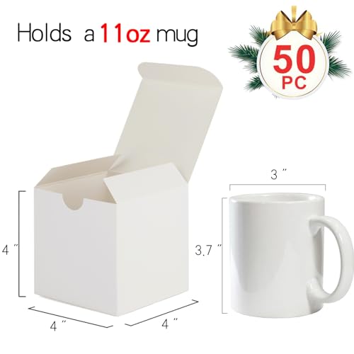 MESHA 4x4x4'' White Gift Boxes 50 PC Bulk Small Gift Box with Lids, Kraft Paper Boxes for Presents, White Bridesmaid Proposal Box for Packaging - Image 2
