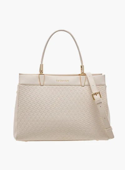 Le Confort Monogram Embossed Tote Bag with Detachable Strap and Zip Closure