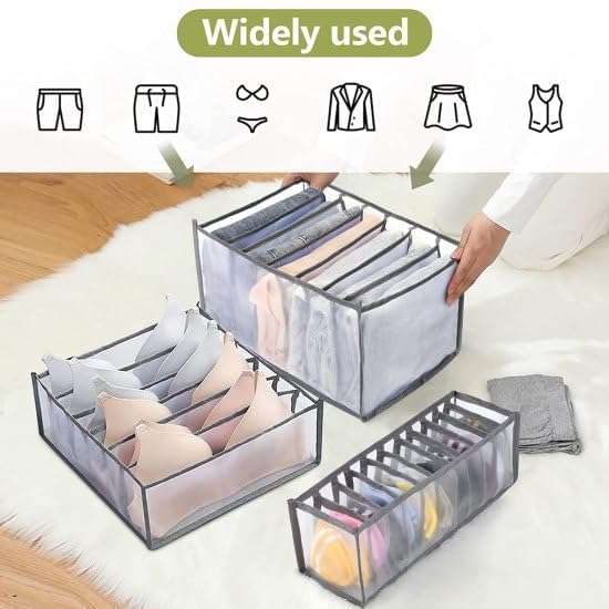 Aqify 7 Grid Transparent Closet Clothes Organizer Home Kitchen Grids Foldable Partition Drawer for Wardrobe Closet Undergarments Holder Multi Pockets Storage Organizer Collapsible Compartment 4 - Image 4