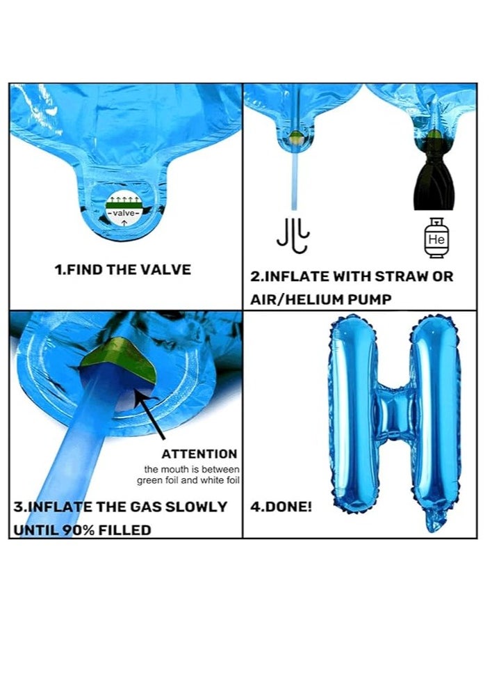 Generic - Blue Birthday Party Decoration, Happy Birthday Banner, Sky-Blue Fringe Curtain, Heart Star Foil Confetti Balloons, Foil Tablecloth,10g Table Confetti for Girl Boy Kids Men Women Adults - Image 1