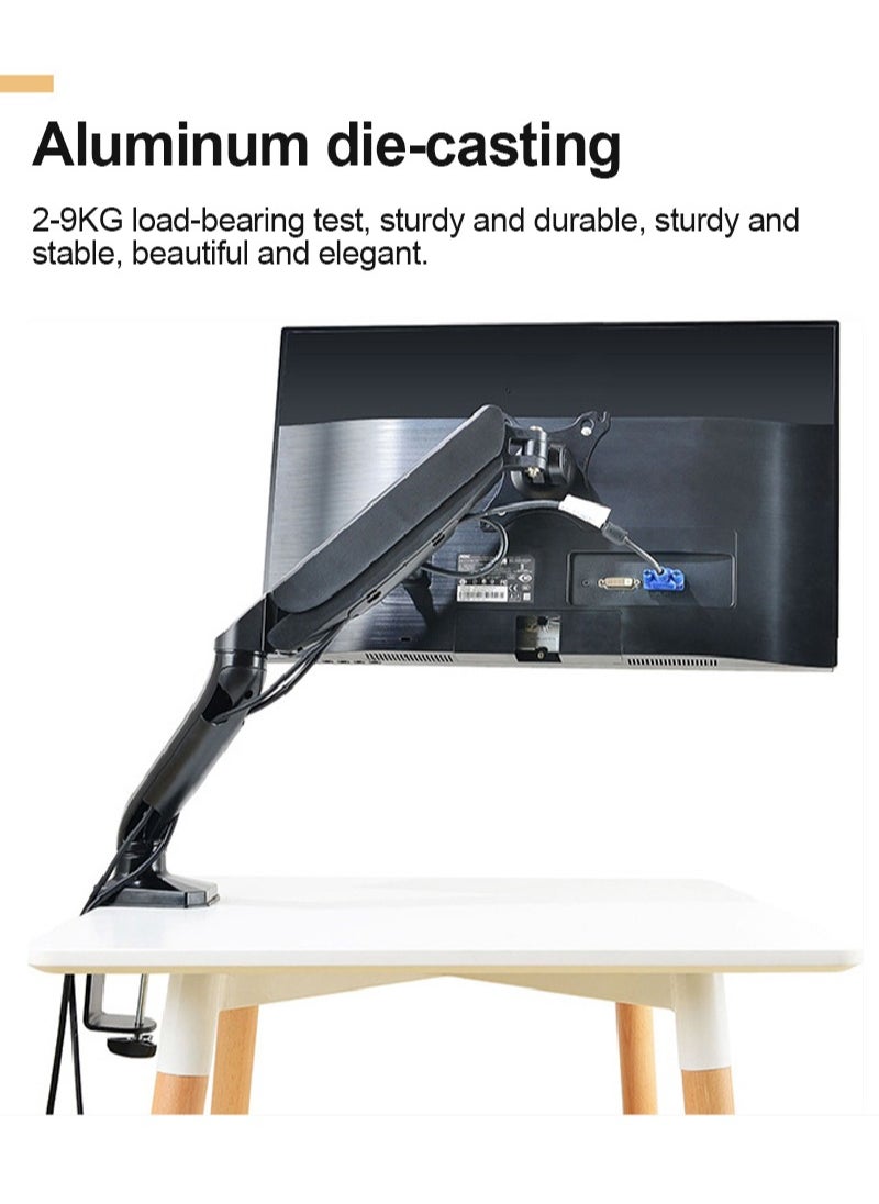 FlashHawk - Full Motion Single Monitor Arm Mount Tilt Swivel for 17 to 27 inch Screens with Desk C-clamp - Image 1