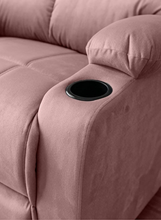 REGAL IN HOUSE Cinematic Velvet Upholstered Classic Recliner Chair With Bed Mode - Light Pink - 90x95x80cm - Image 4