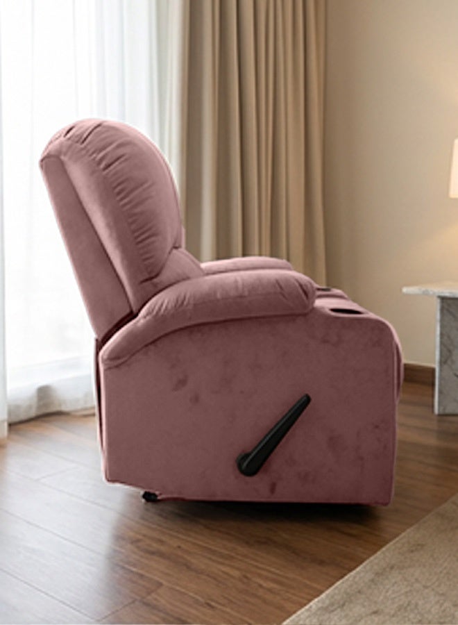REGAL IN HOUSE Cinematic Velvet Upholstered Classic Recliner Chair With Bed Mode - Light Pink - 90x95x80cm - Image 5