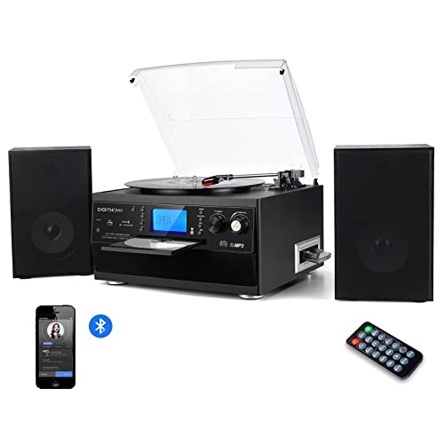 DIGITNOW Bluetooth Record Player Turntable with Stereo Speaker, LP Vinyl to MP3 Converter with CD, Cassette, Radio, Aux in and USB/SD Encoding, Remote Control, Audio Music Player Built in Amplifier - Image 1
