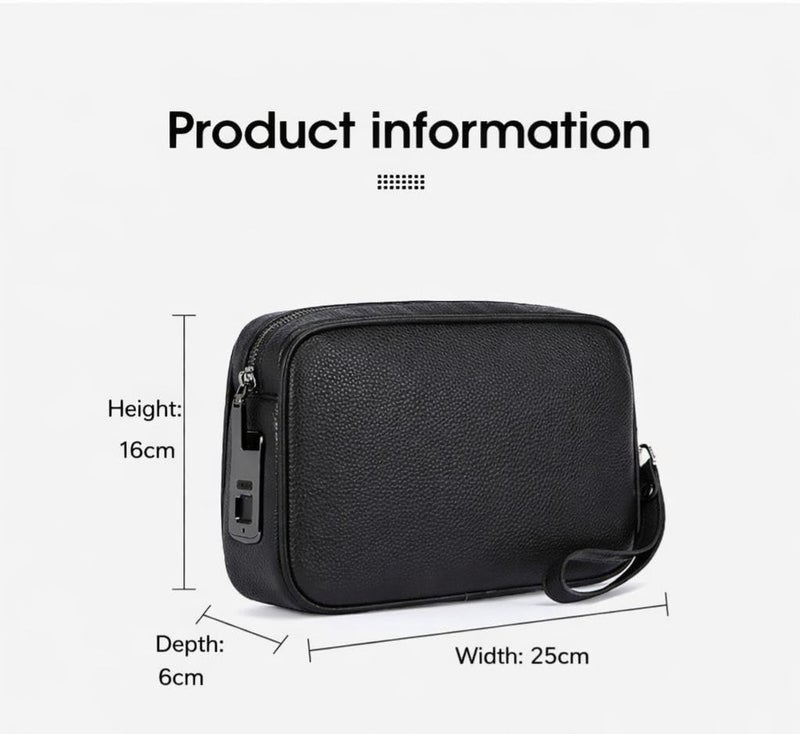 Unisex Smart Fingerprint Lock Hand bag with Anti-Theft Technology - 2-Zipper Security, 10-Fingerprint Capacity, Handle & Golden-Tone Hardware, Compatible with Smartphones/Tablets/Laptops - Image 2