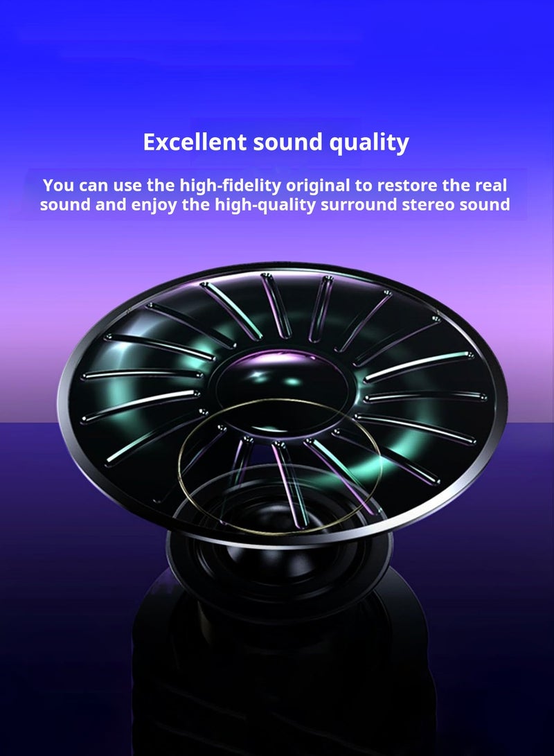 Computer Speakers  Sound Bar, Computer Speakers with 3.5 mm aux,Wired USB Powered & Colorful LED Lights with Switch Button,Surround Sound Portable SoundBar for Monitor Laptop Phone(Black)  - Image 5