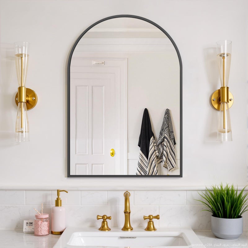 Atilioo Bathroom Mirror for Wall, 30x20 Inch Arched Mirror, Matte Black Metal Framed Bathroom Vanity Mirror for Restroom Farmhouse, Anti-Rust, Tempered Glass, Hanging or Leaning - Image 5