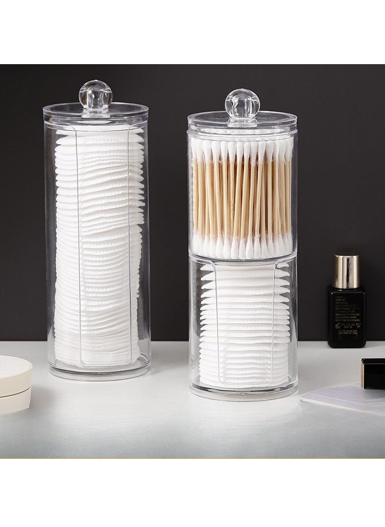 Two-Layer Cotton Pads Container Storage Box Clear