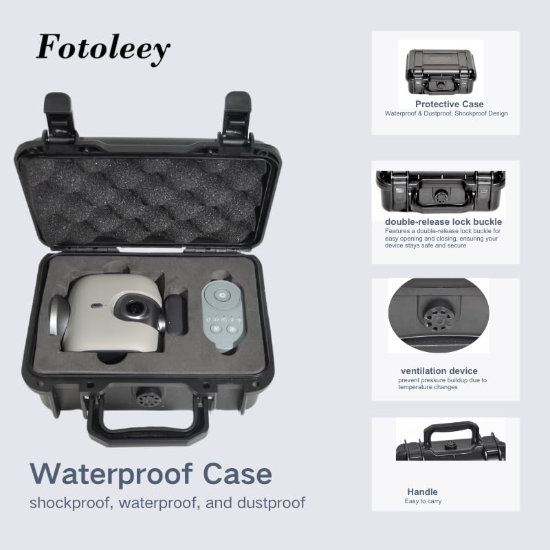 Fotoleey Portable Carrying Case for XbotGo, Durable PP Plastic with EVA Liner, Waterproof & Dustproof, Shockproof Design, Secure Lock & Ventilation System, Includes Mesh Pocket, Ideal for Storage & Travel - Image 2