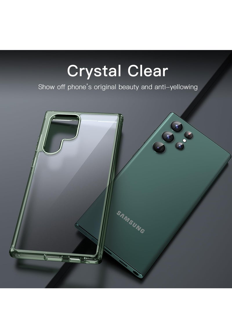 جي تيك حافظة لهاتف سامسونج جالاكسي S22 الترا 5 جرام 6.8 بوصة غير صفراء مقاومة للصدمات غطاء هاتف واقٍ مضاد للخدش صلب من البولي كربونات الخلفي باللون الأخضر - Image 2