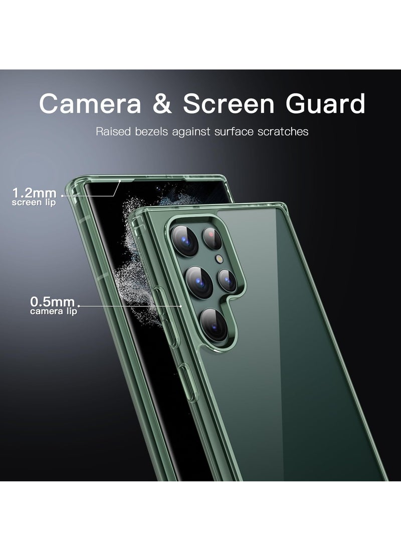 جي تيك حافظة لهاتف سامسونج جالاكسي S22 الترا 5 جرام 6.8 بوصة غير صفراء مقاومة للصدمات غطاء هاتف واقٍ مضاد للخدش صلب من البولي كربونات الخلفي باللون الأخضر - Image 4