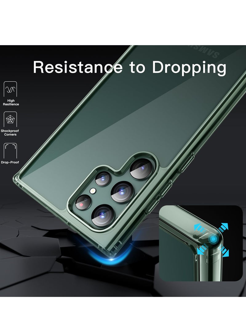 جي تيك حافظة لهاتف سامسونج جالاكسي S22 الترا 5 جرام 6.8 بوصة غير صفراء مقاومة للصدمات غطاء هاتف واقٍ مضاد للخدش صلب من البولي كربونات الخلفي باللون الأخضر - Image 3