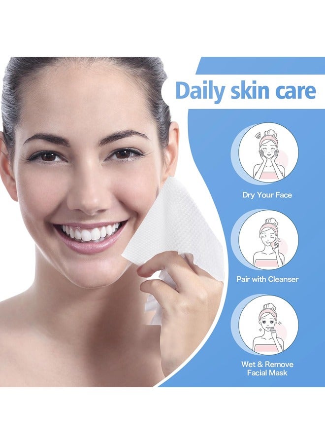 Face Towels,Disposable Face Towelette,Makeup Remover Dry Wipes, Soft & Skin Friendly Face Towelettes Disposable, Biodegradable Facial Clean Towels,Lint-Free Towelettes for Cleansing,Thick Face Towel for Sensitive Skin, Makeup Removing,Facial Cleansing,Nursing,Travel,Ultra Soft,1 Pack - Image 2
