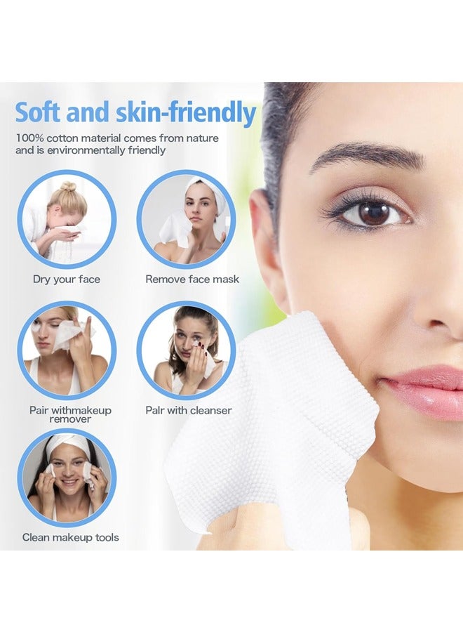 Face Towels,Disposable Face Towelette,Makeup Remover Dry Wipes, Soft & Skin Friendly Face Towelettes Disposable, Biodegradable Facial Clean Towels,Lint-Free Towelettes for Cleansing,Thick Face Towel for Sensitive Skin, Makeup Removing,Facial Cleansing,Nursing,Travel,Ultra Soft,1 Pack - Image 3