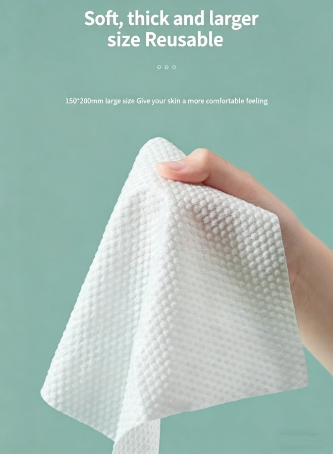 Face Towels,Disposable Face Towelette,Makeup Remover Dry Wipes, Soft & Skin Friendly Face Towelettes Disposable, Biodegradable Facial Clean Towels,Lint-Free Towelettes for Cleansing,Thick Face Towel for Sensitive Skin, Makeup Removing,Facial Cleansing,Nursing,Travel,Ultra Soft,1 Pack - Image 4