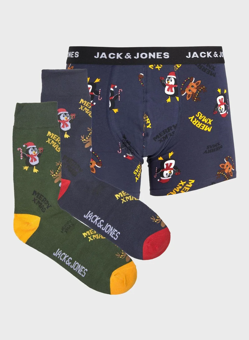 JACK & JONES Logo Band Trunk And Socks Set