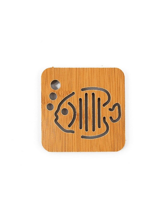 Leeonz Coasters for Drinks-Hot & Cold,Decorative Coasters for Glass, Cups, vases, Candles on Their Dining Table Made of Wood,Random Pattern (Wood, Set of 6) - Image 4