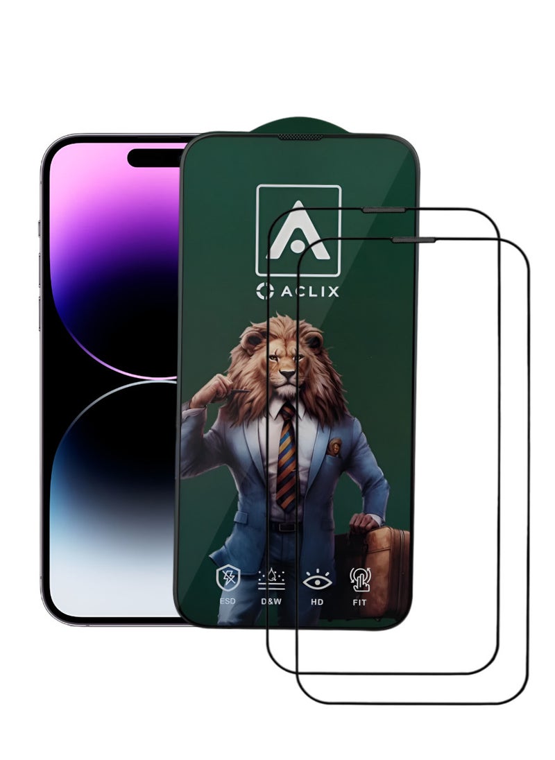 ACLIX 2 Pieces Antistatic ESD Dustproof Premium Quality High Definition Tempered Glass Screen Protector Designed For  iPhone 14 Pro Max - Image 1