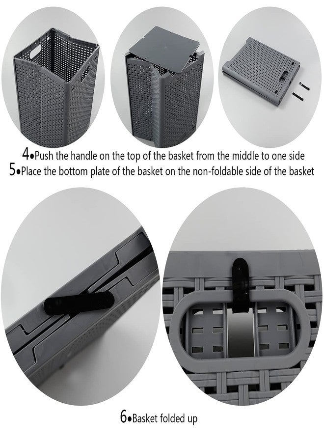 Nicesh 1-Pack Plastic Collapsible Laundry Hamper, Foldable Laundry Storage Baskets, Gray - Image 4