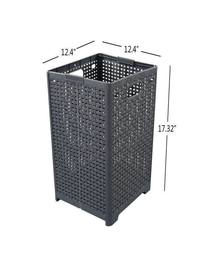Nicesh 1-Pack Plastic Collapsible Laundry Hamper, Foldable Laundry Storage Baskets, Gray - Image 2